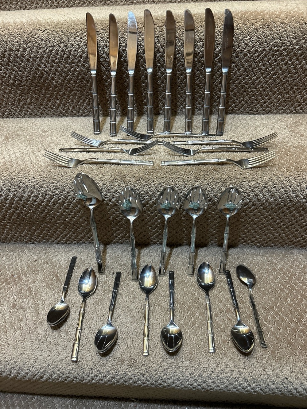 Reed & Barton Rebacraft MCM Regal Bamboo Stainless Flatware Mix Lot of 28 VGUC